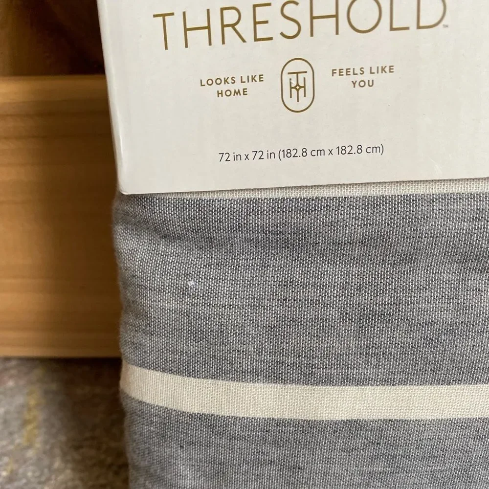 Threshold Cotton Shower Curtain in Gray and White